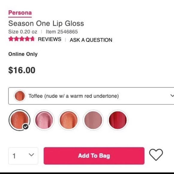 PERSONA COSMETICS Season One Lipgloss in Toffee - Picture 5 of 5